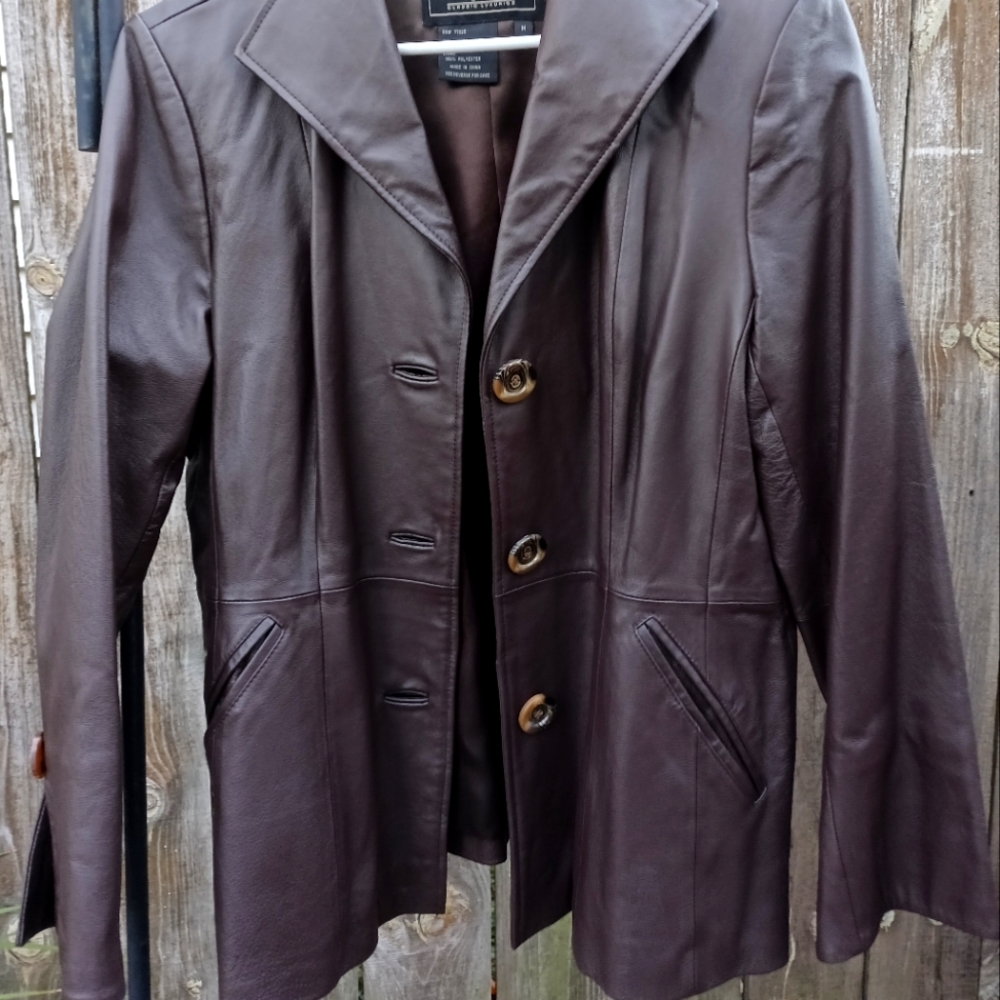 Women's Brown Terry Lewis Leather Coat